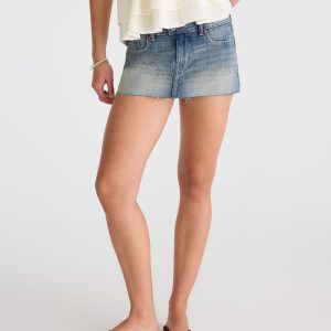 Low-Rise Micro Denim Skirt - Medium Wash