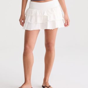Knit Ruffle Skort - Cream