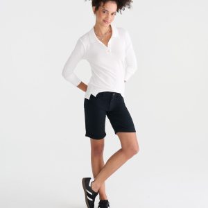 Mid-Rise Uniform Bermuda Shorts - Black
