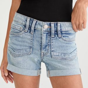 Low-Rise Denim Midi Shorts - Medium Wash