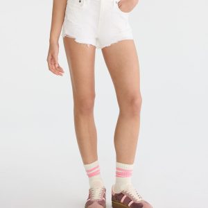 Vintage High-Rise Denim Shorty Shorts - Bleach