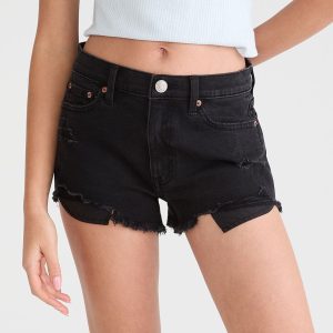 Vintage High-Rise Denim Shorty Shorts - Black Wash