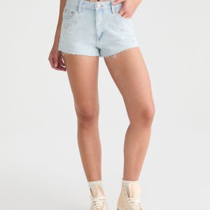 Vintage High-Rise Denim Shorty Shorts - Light Wash