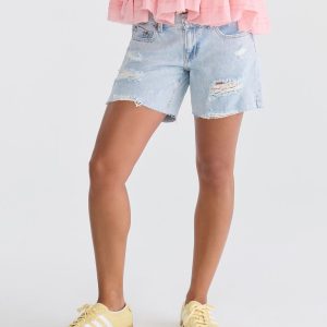Super Low-Rise Baggy Denim Shorts 6" - Light Wash