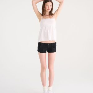 Super Low-Rise Utility Shorts - Washed Black