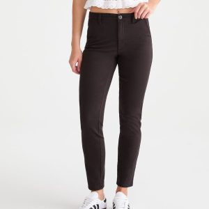 High-Rise Slim Twill Pants - Black