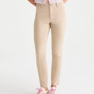 High-Rise Slim Twill Pants - Summer Tan