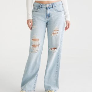 Low-Rise Baggy Wide Leg Lightweight Luxe Jean - Light Wash