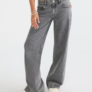 Low-Rise Baggy Wide Leg Jean - Grey Wash