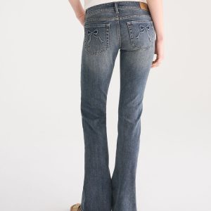Super Low-Rise Bootcut Bow Pocket Jean - Dark Wash
