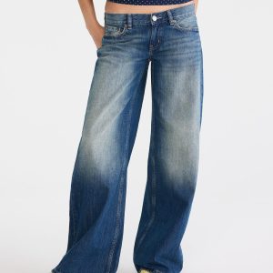 Super Low-Rise Ultra Wide Leg Jean - Dark Wash