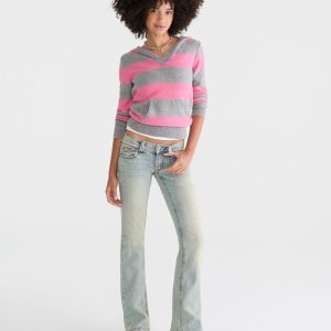 Super Low-Rise Bootcut Rhinestone Wings Jean - Light Wash