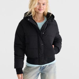 Midweight Hooded Puffer Jacket - Black Fox