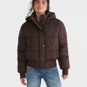 Midweight Hooded Puffer Jacket - Jaspe Muted Ebony